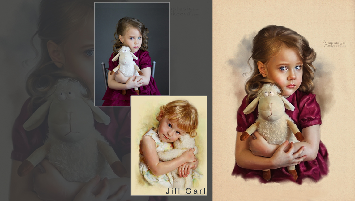 Art retouching №6. Child portrait in the style of Jill Garl