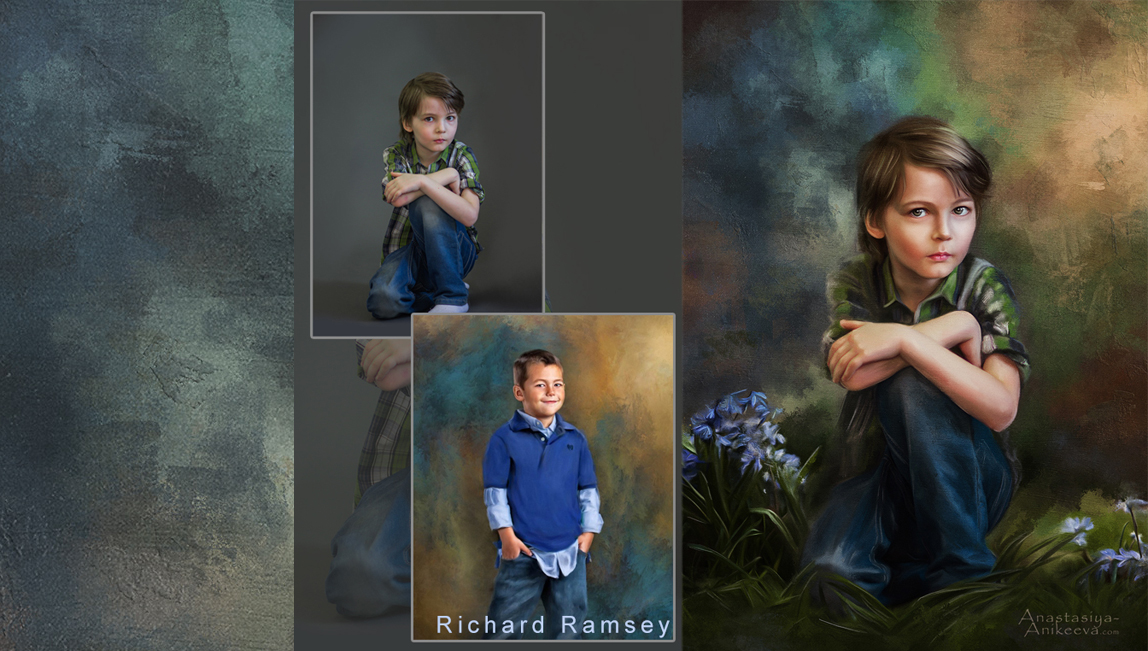 Art retouching №9. Child portrait in painting style